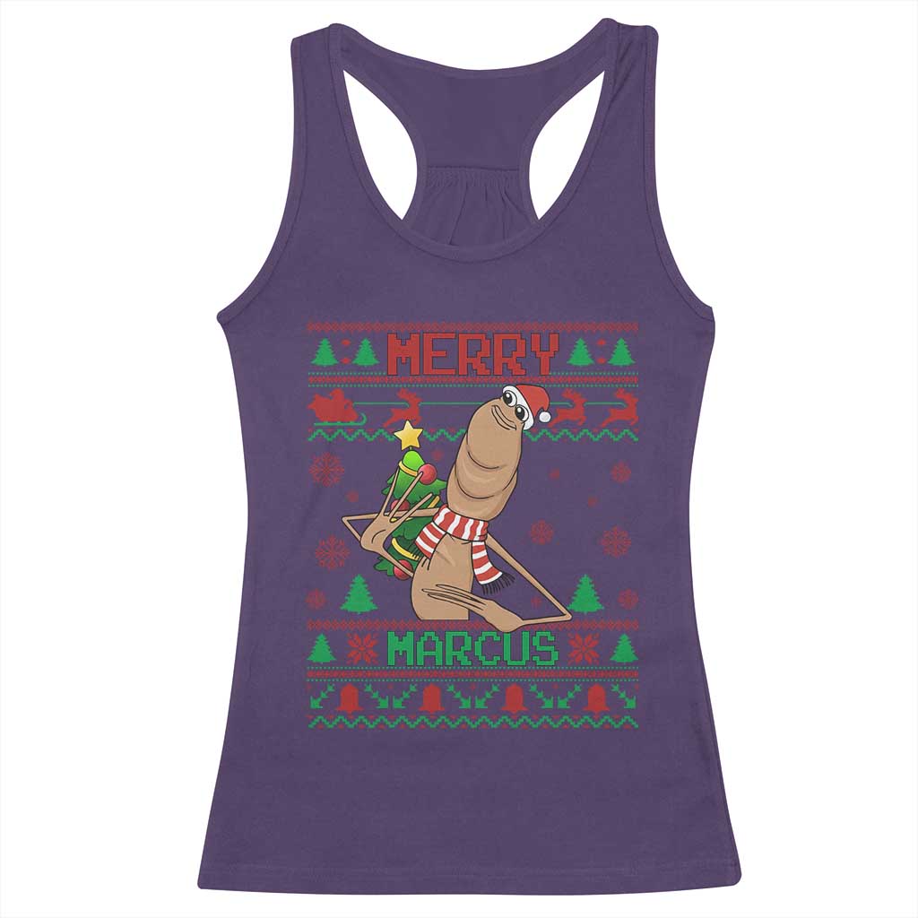 Marcus The Worm Robert Meme Christmas Racerback Tank Top Funny Brain Rot Xmas - Wonder Print Shop