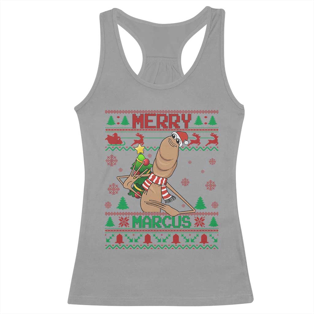 Marcus The Worm Robert Meme Christmas Racerback Tank Top Funny Brain Rot Xmas - Wonder Print Shop