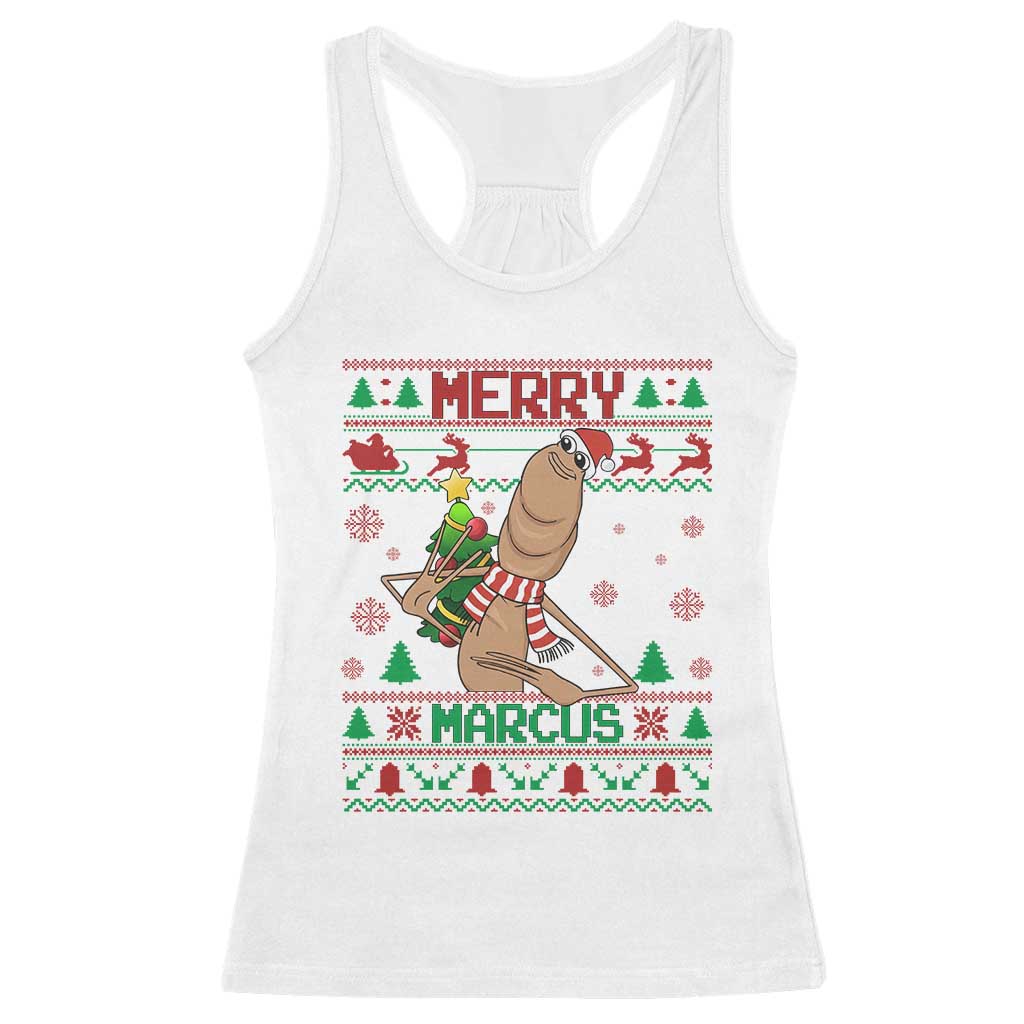 Marcus The Worm Robert Meme Christmas Racerback Tank Top Funny Brain Rot Xmas - Wonder Print Shop