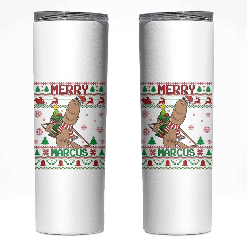 Marcus The Worm Robert Meme Christmas Skinny Tumbler Funny Brain Rot Xmas - Wonder Print Shop