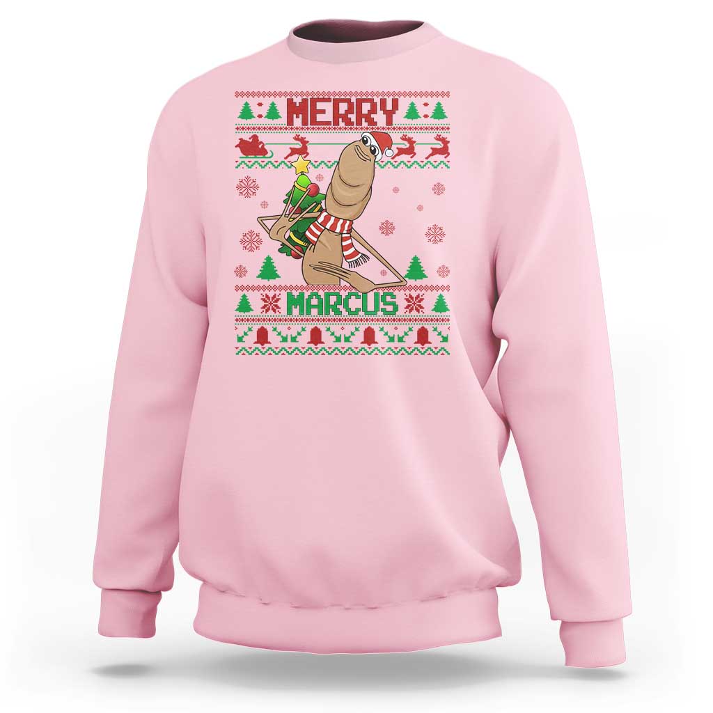 Marcus The Worm Robert Meme Christmas Sweatshirt Funny Brain Rot Xmas - Wonder Print Shop