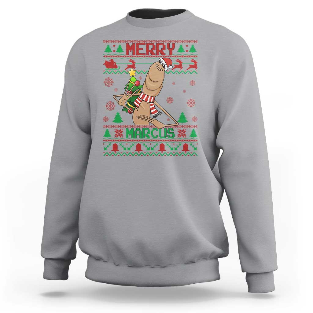 Marcus The Worm Robert Meme Christmas Sweatshirt Funny Brain Rot Xmas - Wonder Print Shop
