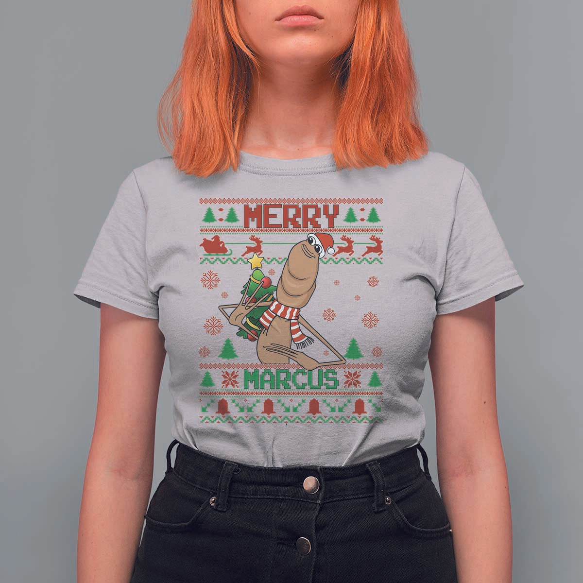 Marcus The Worm Robert Meme Christmas T Shirt For Women Funny Brain Rot Xmas - Wonder Print Shop