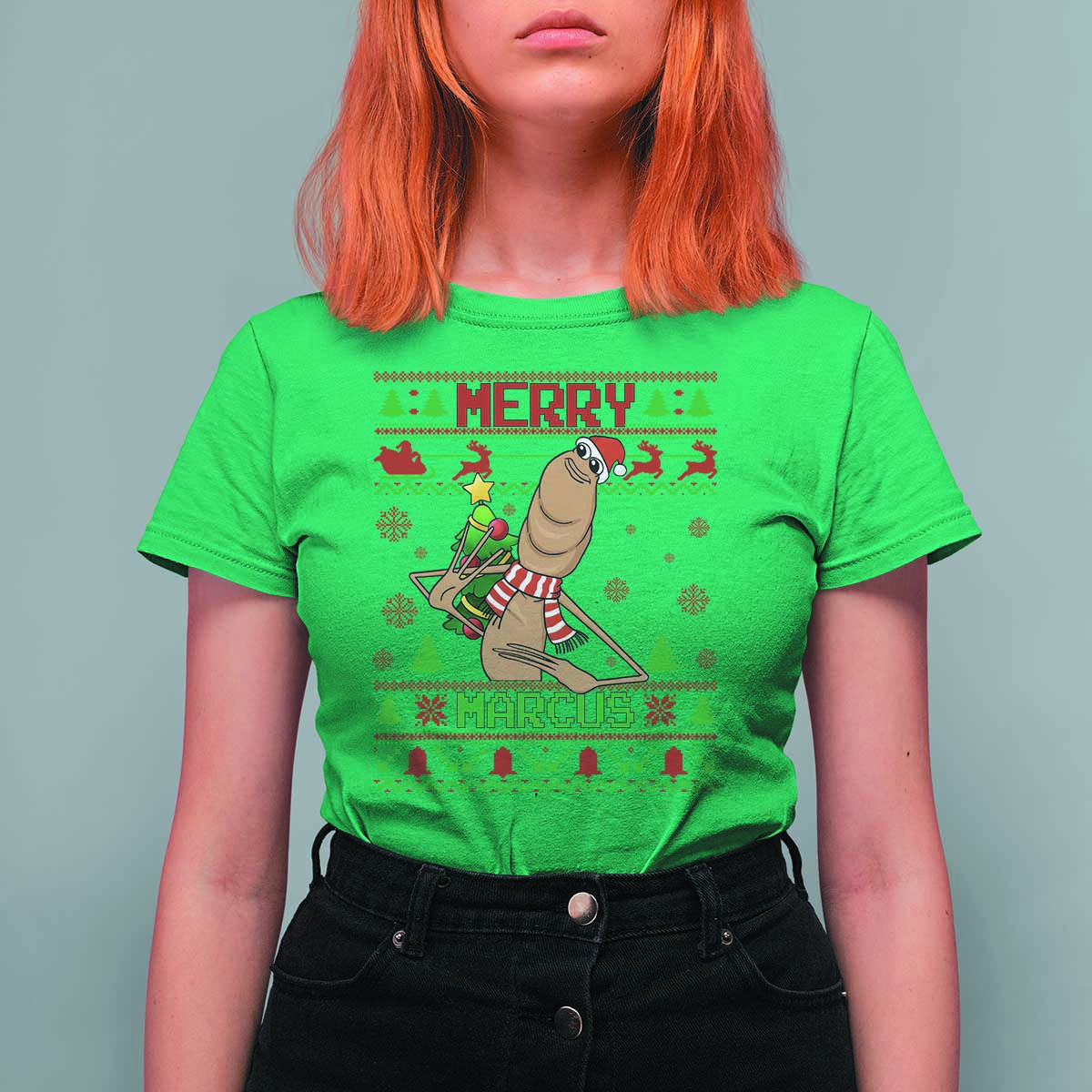 Marcus The Worm Robert Meme Christmas T Shirt For Women Funny Brain Rot Xmas - Wonder Print Shop