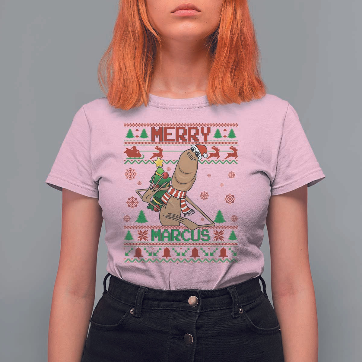 Marcus The Worm Robert Meme Christmas T Shirt For Women Funny Brain Rot Xmas - Wonder Print Shop