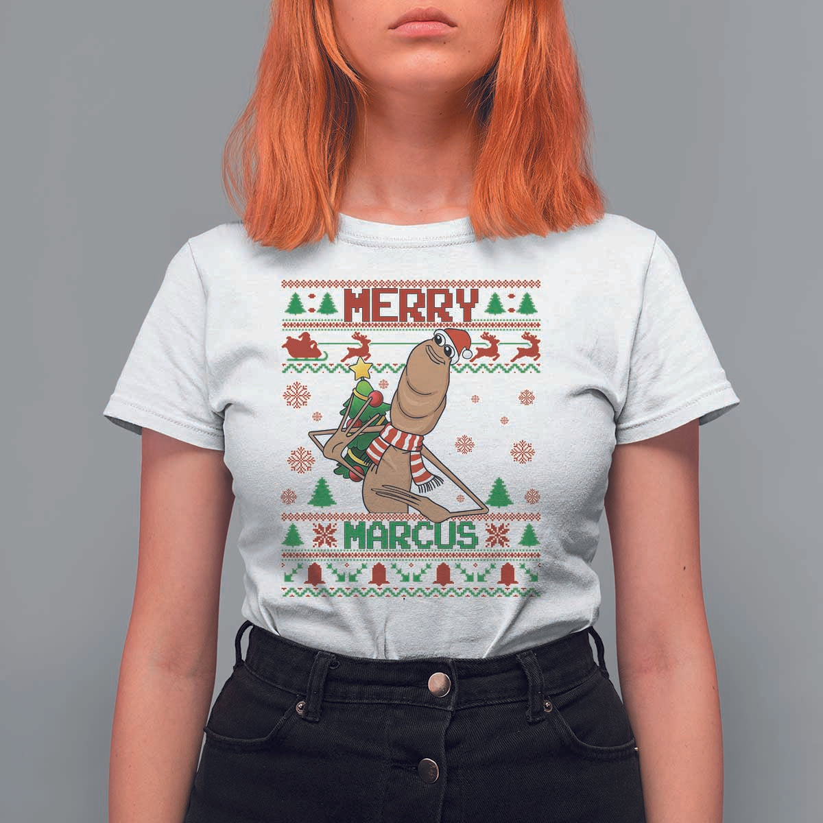 Marcus The Worm Robert Meme Christmas T Shirt For Women Funny Brain Rot Xmas - Wonder Print Shop