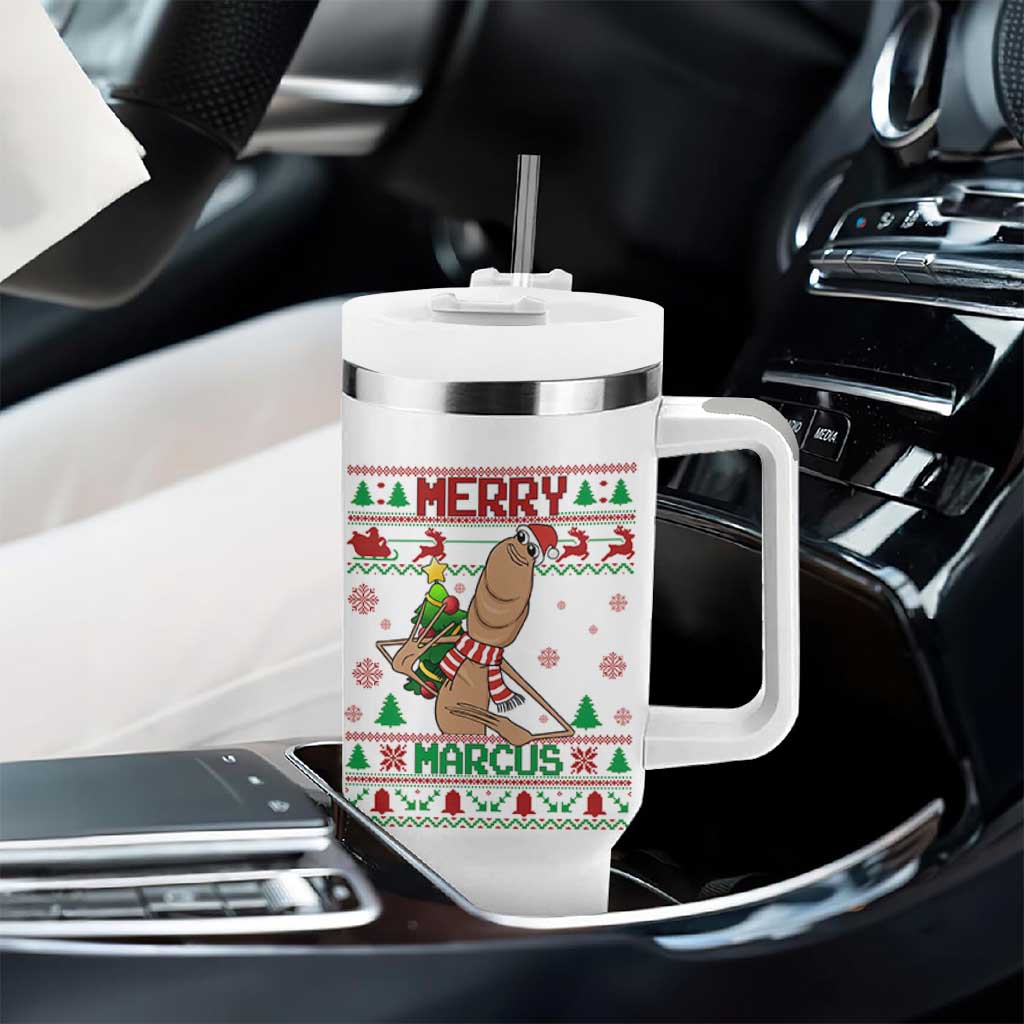 Marcus The Worm Robert Meme Christmas Tumbler With Handle Funny Brain Rot Xmas - Wonder Print Shop
