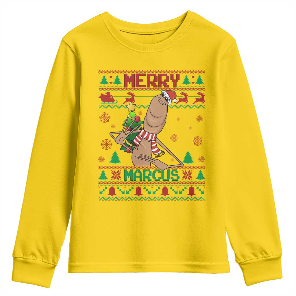 Marcus The Worm Robert Meme Christmas Youth Sweatshirt Funny Brain Rot Xmas - Wonder Print Shop