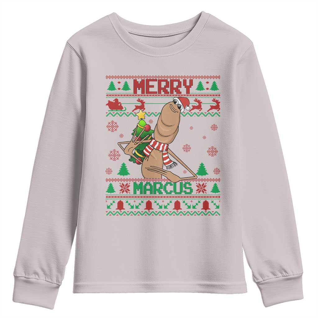 Marcus The Worm Robert Meme Christmas Youth Sweatshirt Funny Brain Rot Xmas - Wonder Print Shop