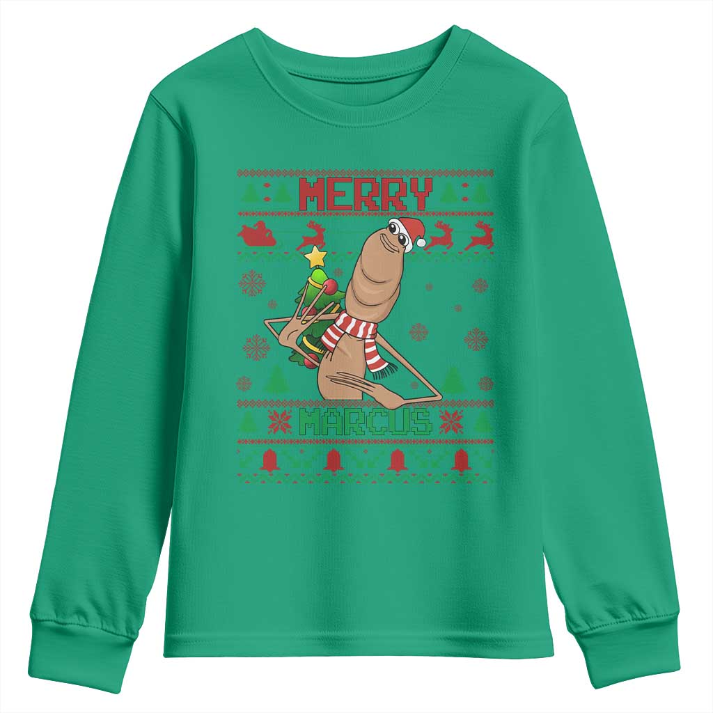 Marcus The Worm Robert Meme Christmas Youth Sweatshirt Funny Brain Rot Xmas - Wonder Print Shop