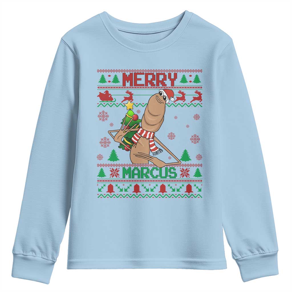 Marcus The Worm Robert Meme Christmas Youth Sweatshirt Funny Brain Rot Xmas - Wonder Print Shop