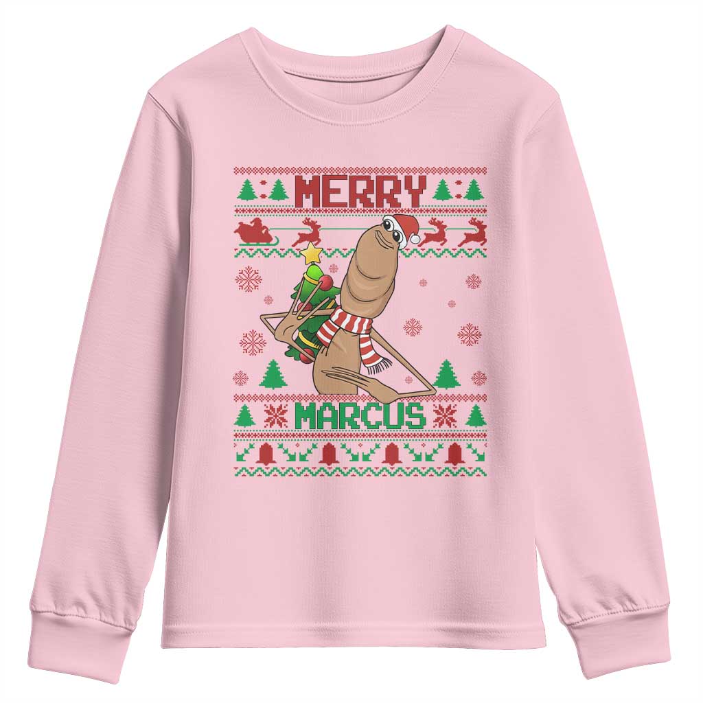 Marcus The Worm Robert Meme Christmas Youth Sweatshirt Funny Brain Rot Xmas - Wonder Print Shop