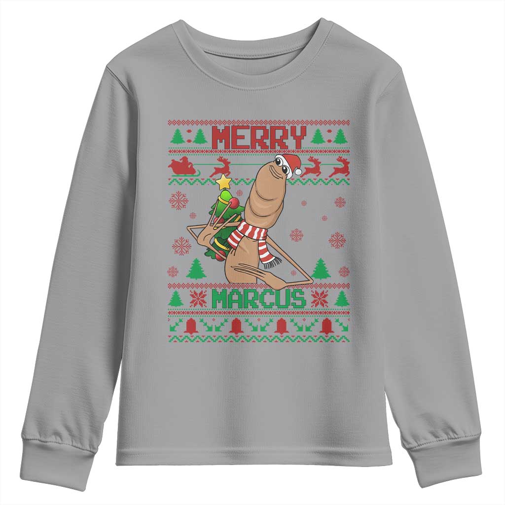 Marcus The Worm Robert Meme Christmas Youth Sweatshirt Funny Brain Rot Xmas - Wonder Print Shop
