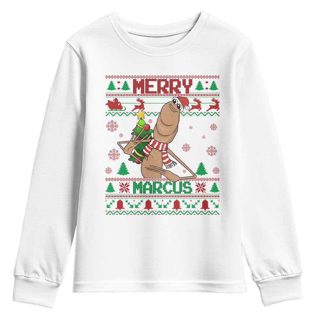 Marcus The Worm Robert Meme Christmas Youth Sweatshirt Funny Brain Rot Xmas - Wonder Print Shop