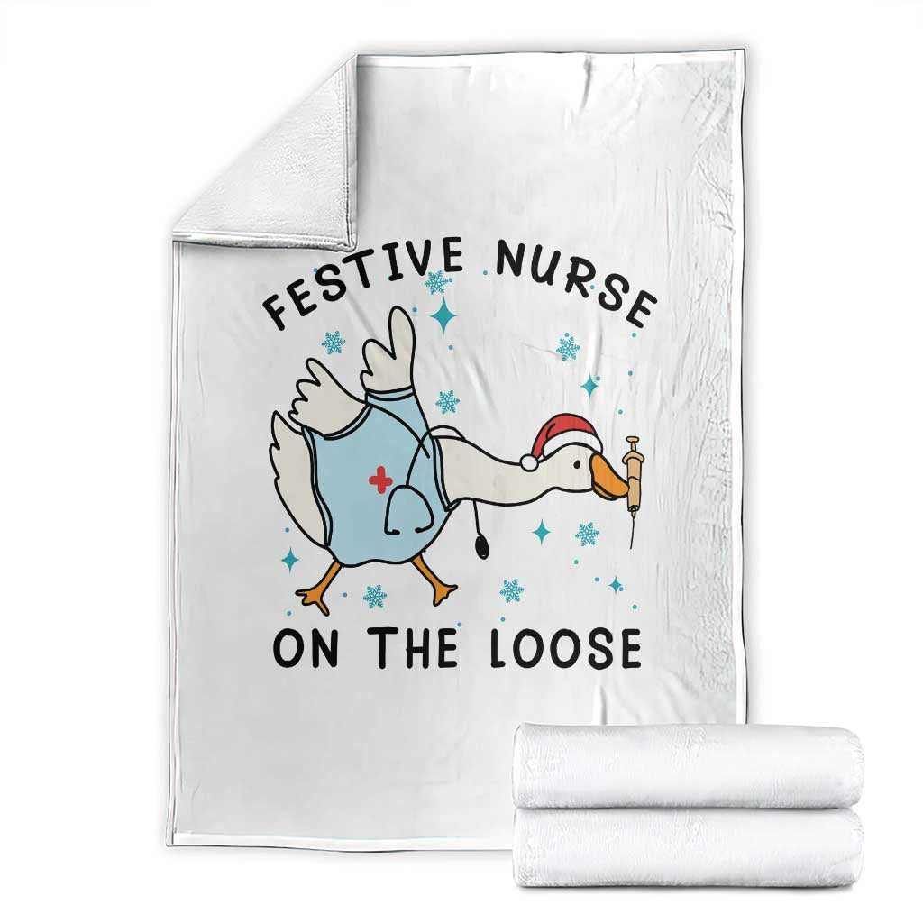 Funny Goose Nurse Christmas Throw Blanket Festive Nurses On The Loose - Wonder Print Shop