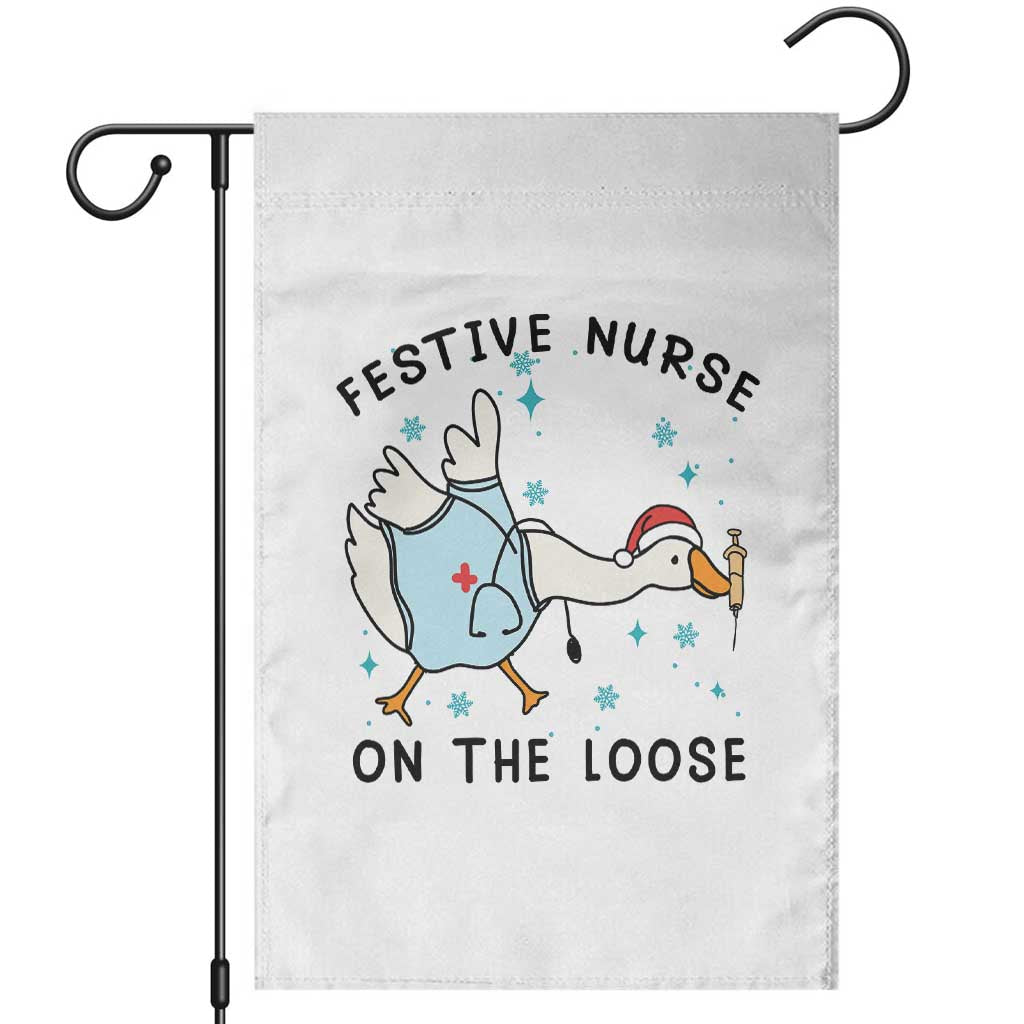 Funny Goose Nurse Christmas Garden Flag Festive Nurses On The Loose - Wonder Print Shop