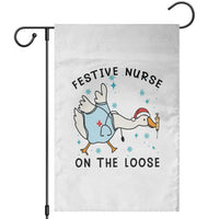 Funny Goose Nurse Christmas Garden Flag Festive Nurses On The Loose - Wonder Print Shop