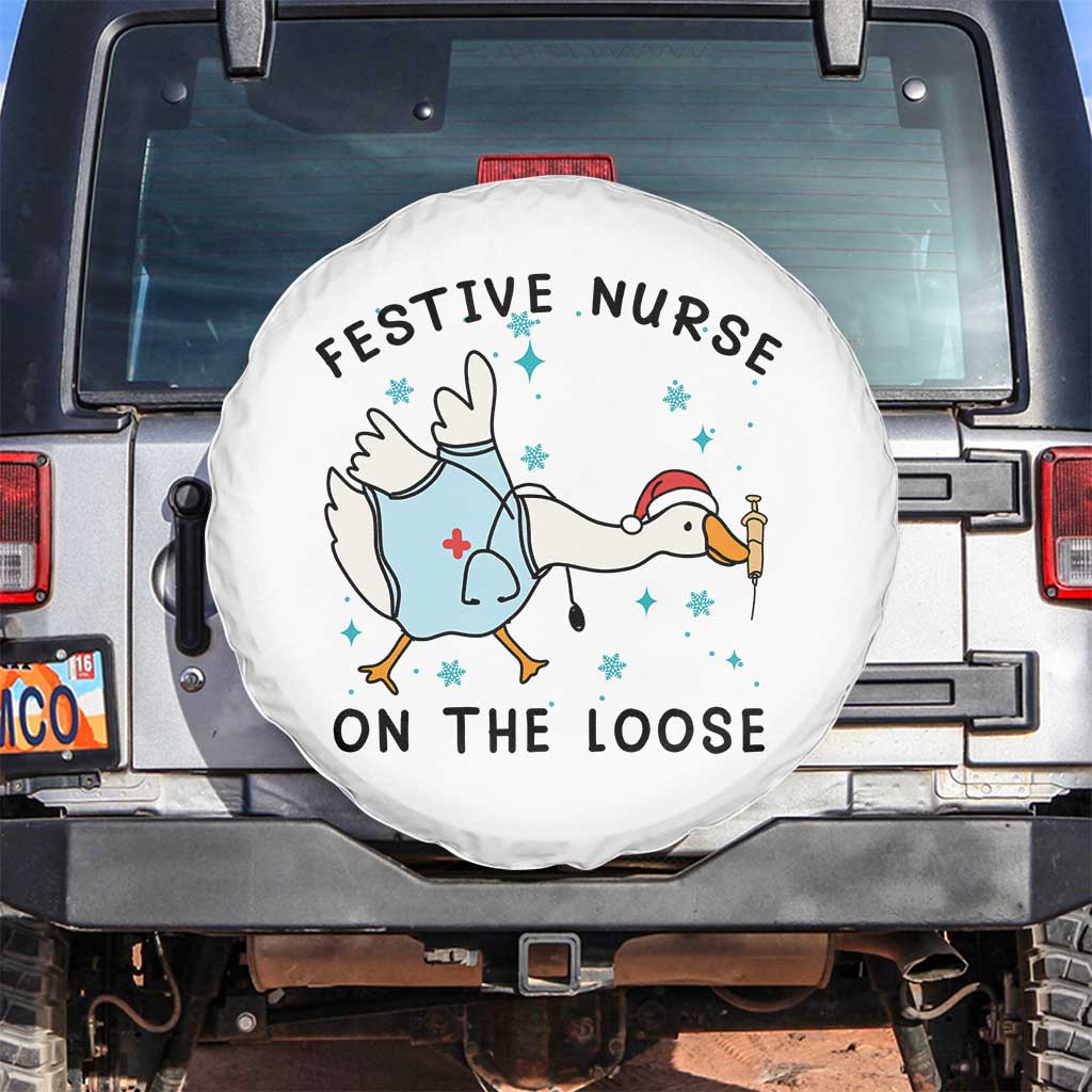 Funny Goose Nurse Christmas Spare Tire Cover Festive Nurses On The Loose - Wonder Print Shop