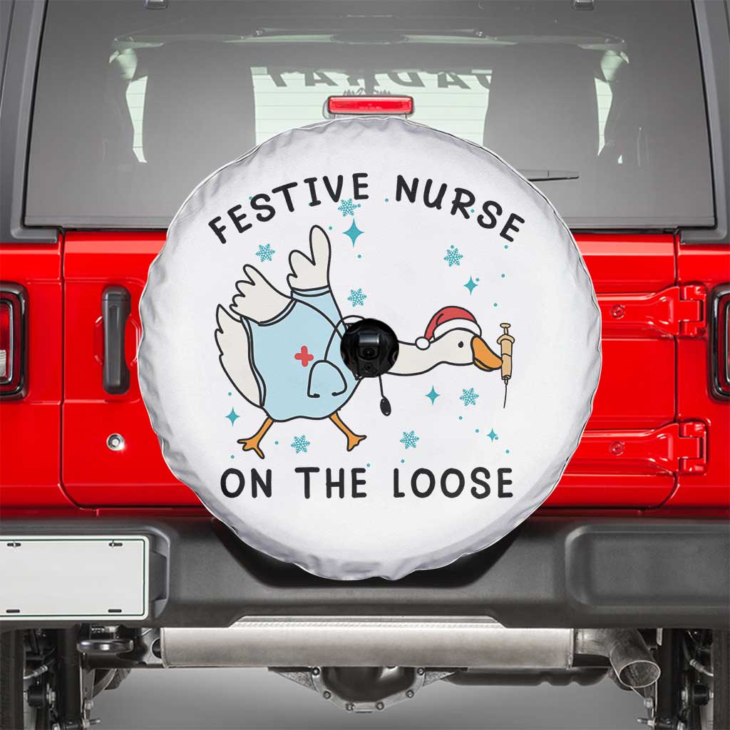 Funny Goose Nurse Christmas Spare Tire Cover Festive Nurses On The Loose - Wonder Print Shop