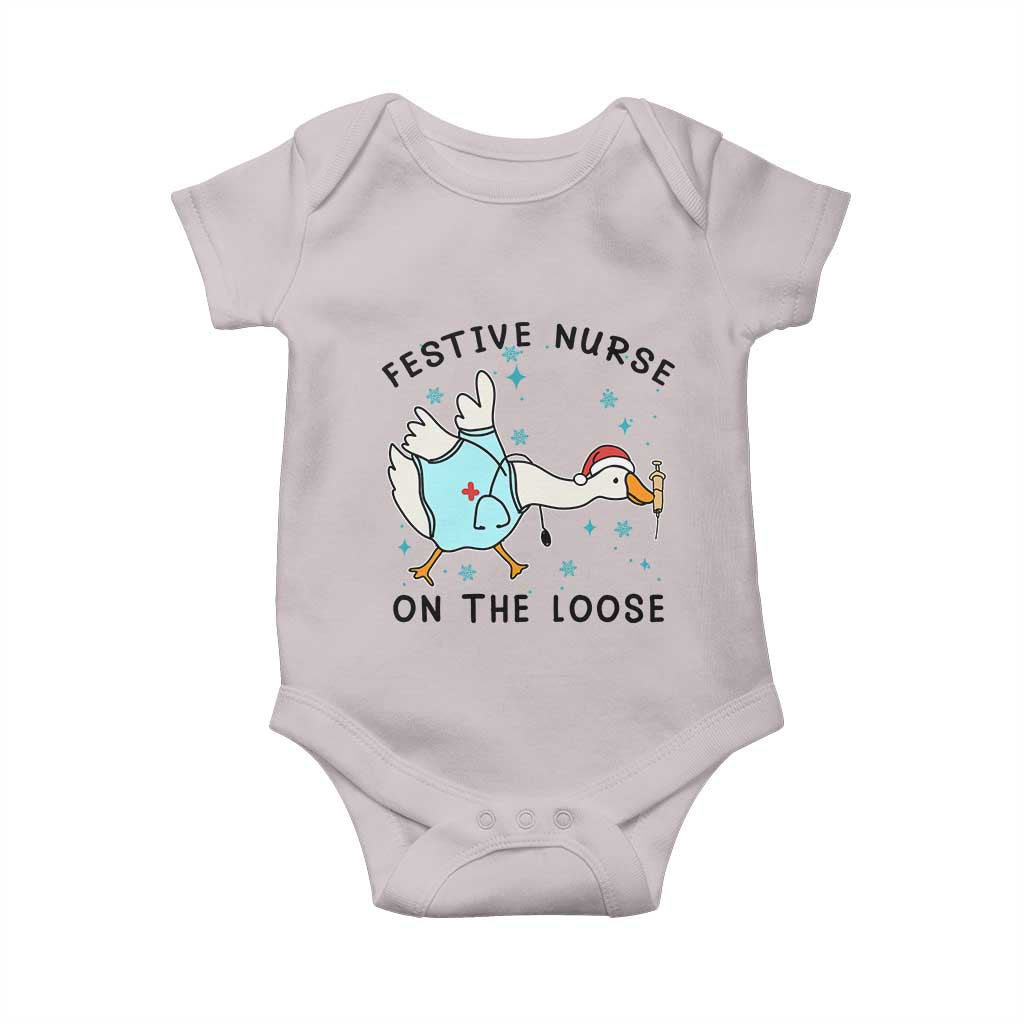 Funny Goose Nurse Christmas Baby Onesie Festive Nurses On The Loose - Wonder Print Shop