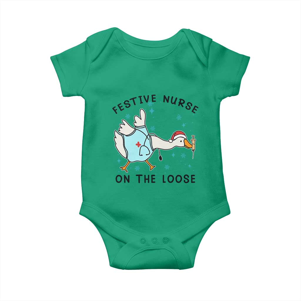 Funny Goose Nurse Christmas Baby Onesie Festive Nurses On The Loose - Wonder Print Shop