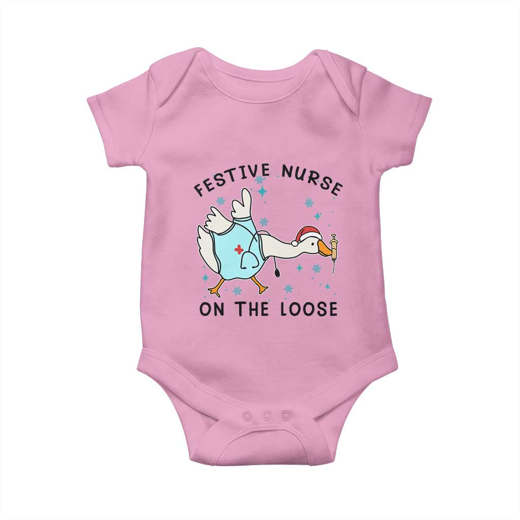 Funny Goose Nurse Christmas Baby Onesie Festive Nurses On The Loose - Wonder Print Shop