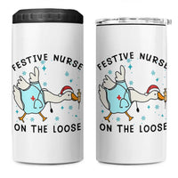 Funny Goose Nurse Christmas 4 in 1 Can Cooler Tumbler Festive Nurses On The Loose - Wonder Print Shop