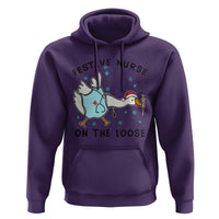 Funny Goose Nurse Christmas Hoodie Festive Nurses On The Loose - Wonder Print Shop