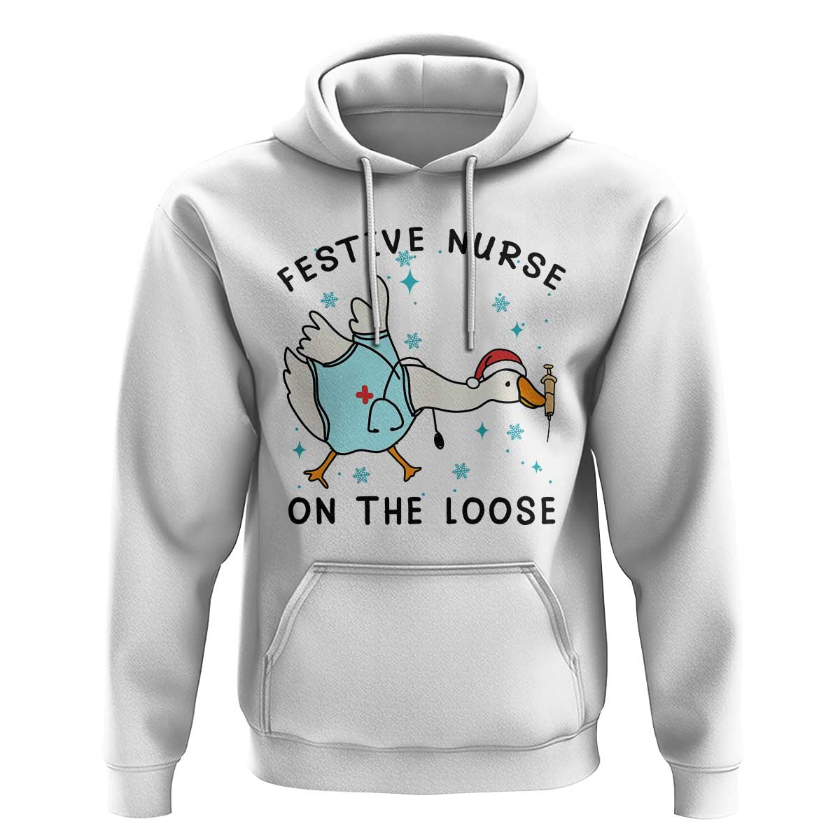 Funny Goose Nurse Christmas Hoodie Festive Nurses On The Loose - Wonder Print Shop