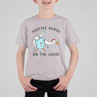 Funny Goose Nurse Christmas T Shirt For Kid Festive Nurses On The Loose - Wonder Print Shop