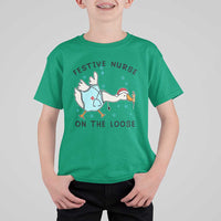Funny Goose Nurse Christmas T Shirt For Kid Festive Nurses On The Loose - Wonder Print Shop