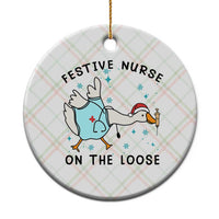 Funny Goose Nurse Christmas Ceramic Ornament Festive Nurses On The Loose - Wonder Print Shop