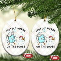 Funny Goose Nurse Christmas Ceramic Ornament Festive Nurses On The Loose - Wonder Print Shop