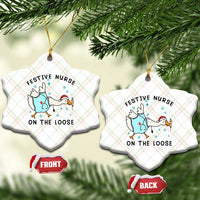 Funny Goose Nurse Christmas Ceramic Ornament Festive Nurses On The Loose - Wonder Print Shop