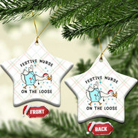 Funny Goose Nurse Christmas Ceramic Ornament Festive Nurses On The Loose - Wonder Print Shop