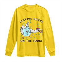 Funny Goose Nurse Christmas Long Sleeve Shirt Festive Nurses On The Loose - Wonder Print Shop