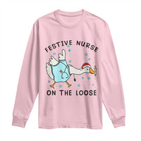 Funny Goose Nurse Christmas Long Sleeve Shirt Festive Nurses On The Loose - Wonder Print Shop