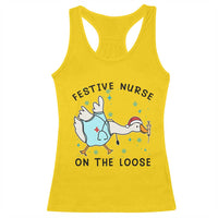 Funny Goose Nurse Christmas Racerback Tank Top Festive Nurses On The Loose - Wonder Print Shop