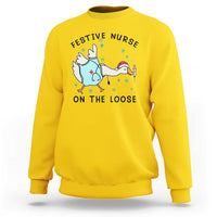 Funny Goose Nurse Christmas Sweatshirt Festive Nurses On The Loose - Wonder Print Shop