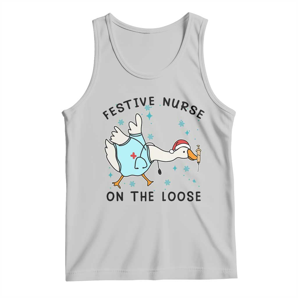 Funny Goose Nurse Christmas Tank Top Festive Nurses On The Loose - Wonder Print Shop