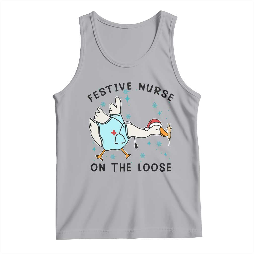 Funny Goose Nurse Christmas Tank Top Festive Nurses On The Loose - Wonder Print Shop