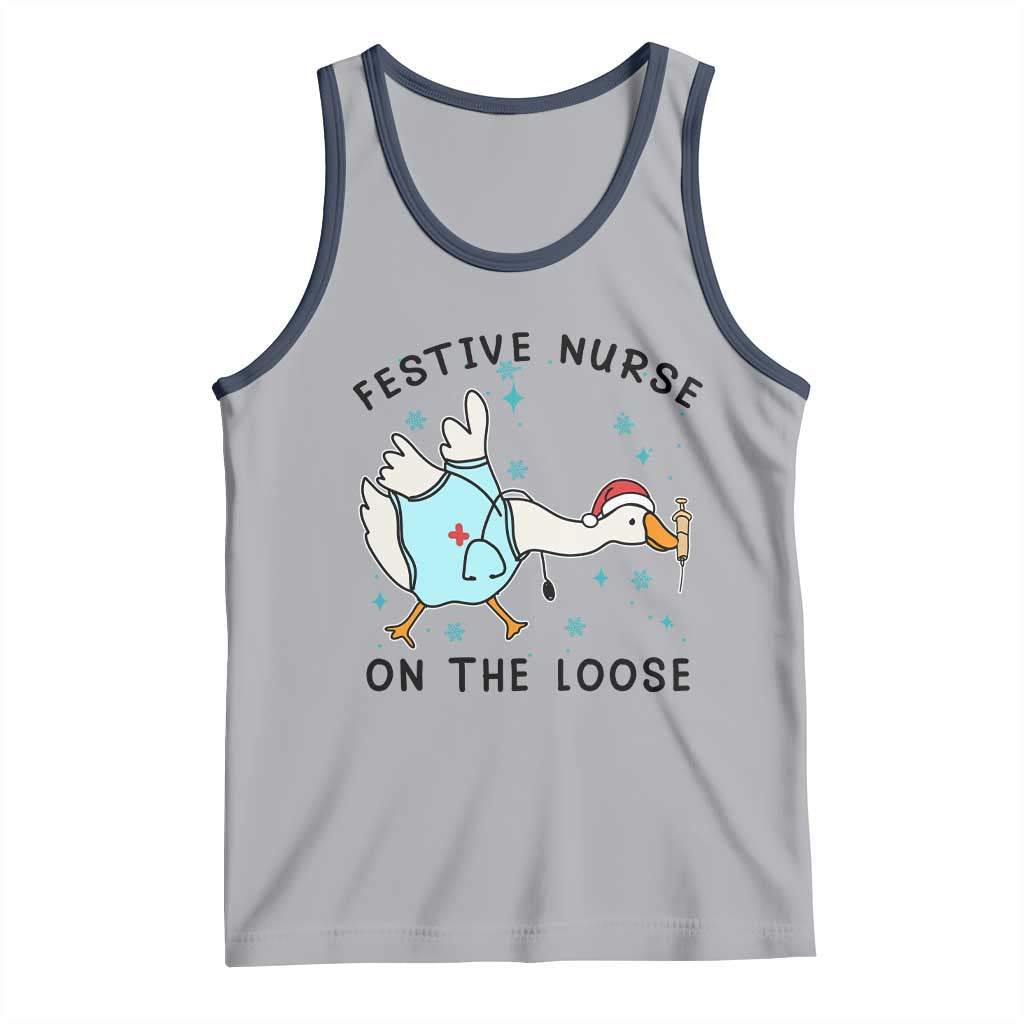 Funny Goose Nurse Christmas Tank Top Festive Nurses On The Loose - Wonder Print Shop