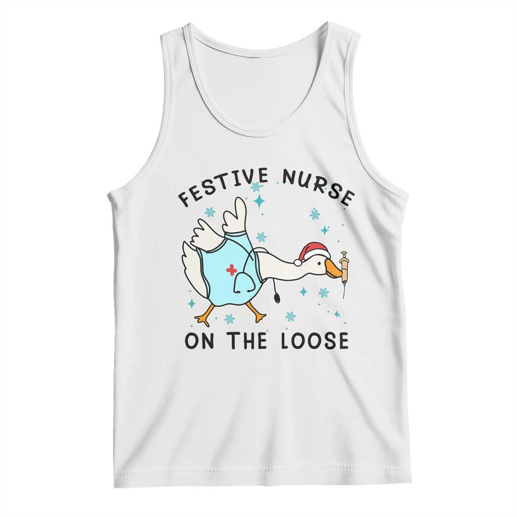 Funny Goose Nurse Christmas Tank Top Festive Nurses On The Loose - Wonder Print Shop