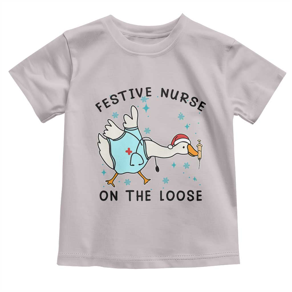 Funny Goose Nurse Christmas Toddler T Shirt Festive Nurses On The Loose - Wonder Print Shop