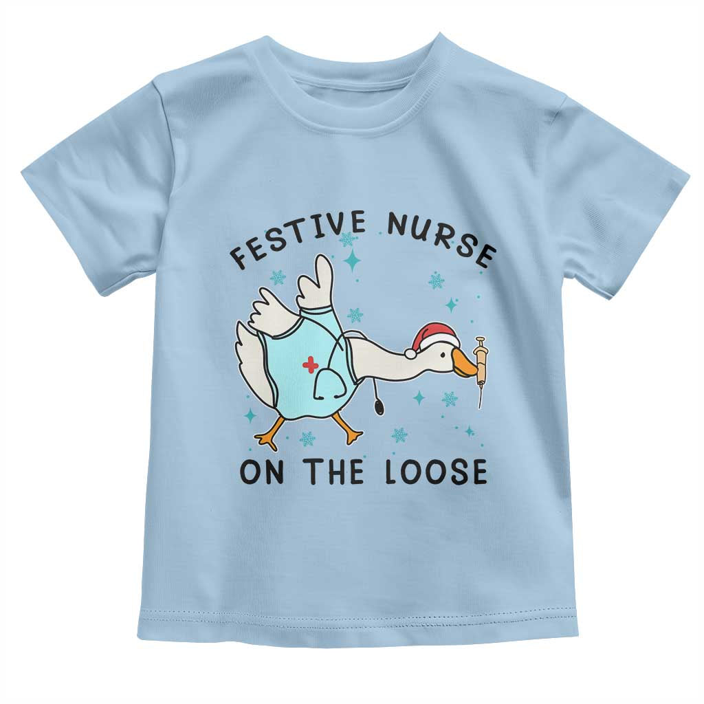 Funny Goose Nurse Christmas Toddler T Shirt Festive Nurses On The Loose - Wonder Print Shop