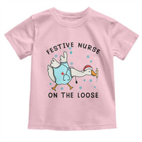 Funny Goose Nurse Christmas Toddler T Shirt Festive Nurses On The Loose - Wonder Print Shop
