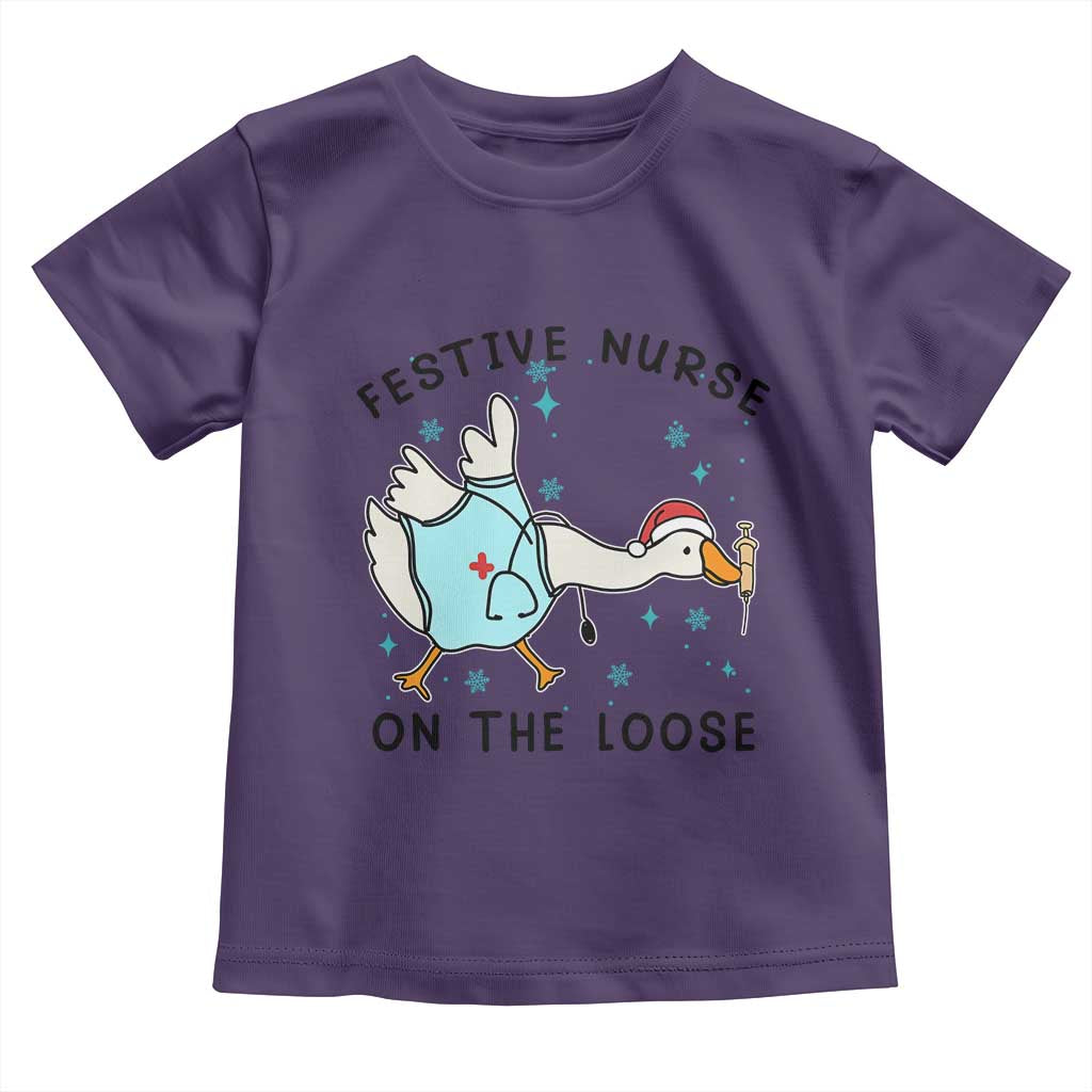 Funny Goose Nurse Christmas Toddler T Shirt Festive Nurses On The Loose - Wonder Print Shop