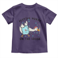 Funny Goose Nurse Christmas Toddler T Shirt Festive Nurses On The Loose - Wonder Print Shop