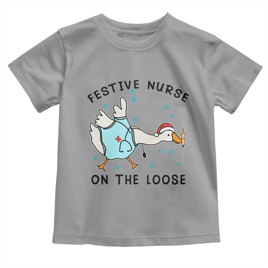 Funny Goose Nurse Christmas Toddler T Shirt Festive Nurses On The Loose - Wonder Print Shop