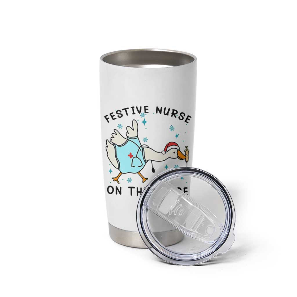 Funny Goose Nurse Christmas Tumbler Cup Festive Nurses On The Loose - Wonder Print Shop